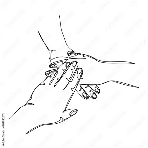 Continuous One Simple Single Abstract Line Drawing Of Hands Clasped As