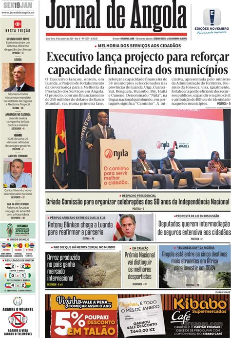 Capa Jornal De Angola De 2024 01 19