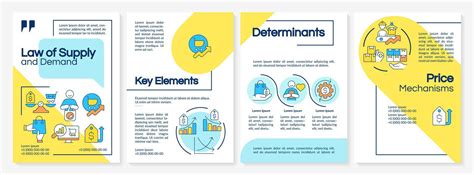 Market Economy Determinants Blue And Yellow Brochure Template Leaflet Design With Linear Icons