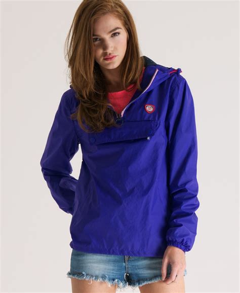 Womens - Overhead Cagoule in Pop Purple/navy | Superdry UK