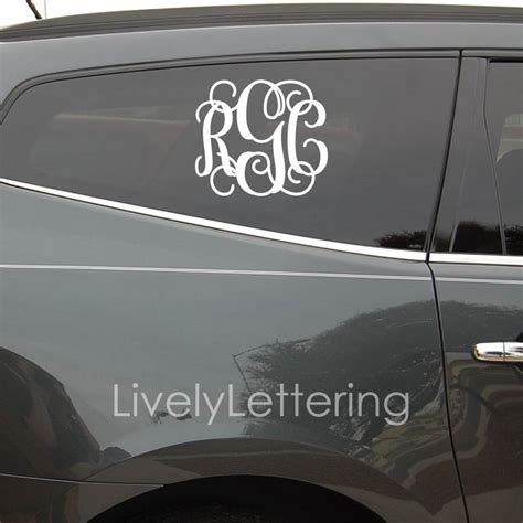 10x12 Car Monogram Decal Initials For Car 3 Letter Monogram Etsy