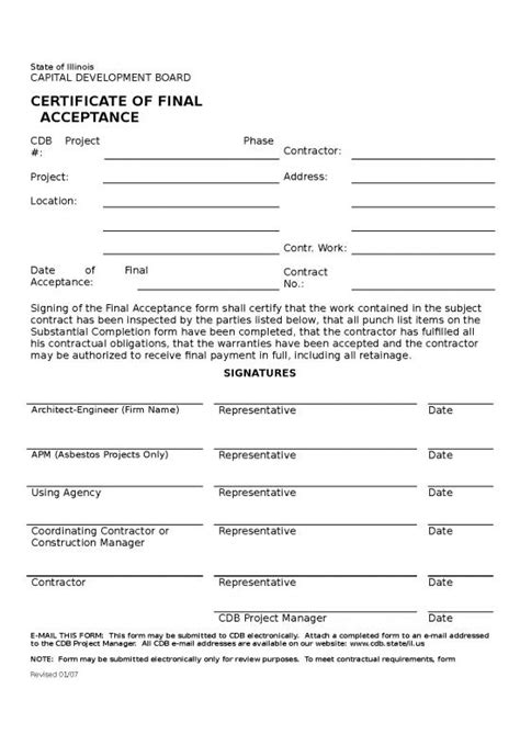 Certificate Word Format 30318 Final Acceptance Certificate