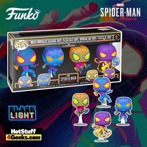 New Spider Man Miles Morales Black Light Pack Funko Pops