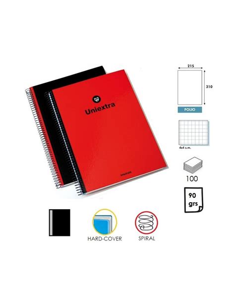 LIBRETA ESPIRAL UNI EXTRA TF CUADRO 4mm 100H