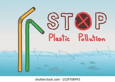 Stop Using Plastic Straws Stop Plastic Stock Vector Royalty Free