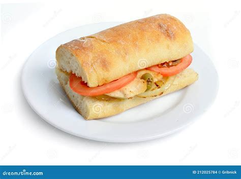 Sandwich with ciabatta stock photo. Image of snack, fried - 212025784