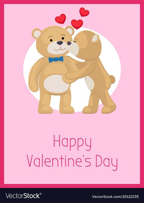 Happy valentines day poster teddy bears couple Vector Image