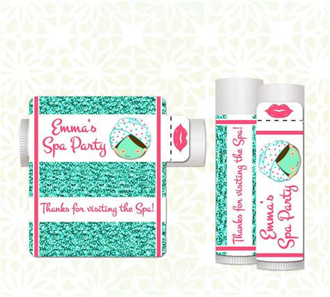 Lip Balm Labels Birthday Lip Balms Spa Party Lip Balm Labels