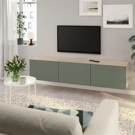 Best Best Tv Bench With Doors White Stained Oak Effect Notviken