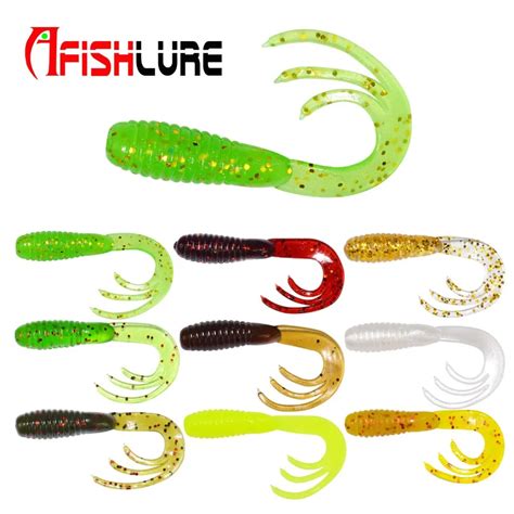 9 Color 50 Pieces Mini Lure Soft Worm 38mm Three Curly Tail Soft Lure