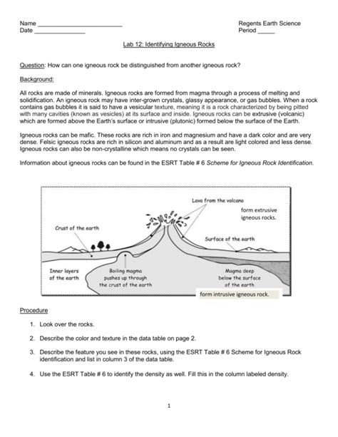 Name Regents Earth Science Date Period Lab 12 Identifying