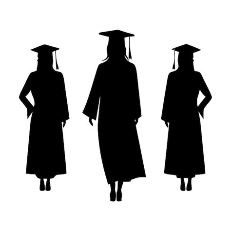 Hand Drawn Graduation Woman Full Body Silhouette Illustration Isolated