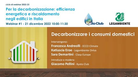 Decarbonizzazione Webinar Decarbonizzare I Consumi