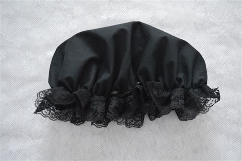 Victorian Ladies Mop Cap Black Black Cotton Victorian Colonial Pioneer