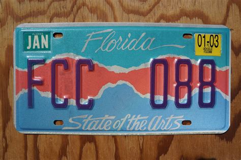 2003 Florida State Of The Arts Colorful Graphic License Plate Etsy