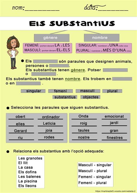 Ficha Interactiva De Els Substantius Para 4t Puedes Hacer Los