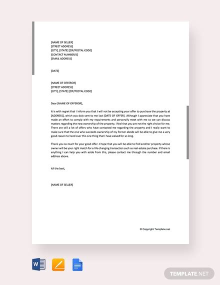 Real Estate Rejection Letter 9 Examples Format Pdf