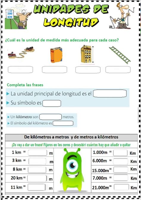 Ficha Online De Medidas De Longitud Para Tercero De Primaria Puedes Hacer  Actividades De