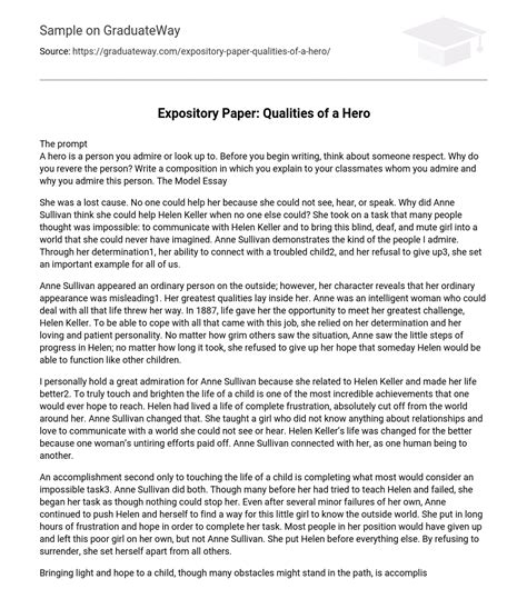 ⇉expository Paper Qualities Of A Hero Essay Example Graduateway