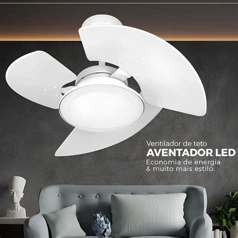 Ventilador De Teto Aventador Branco Led V W Tron Ac Coelho