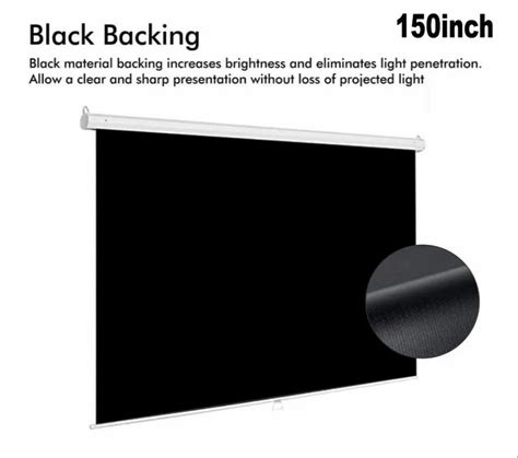 60w X 30h Cm Black Suvira Motorised Projector Screen American Mw Fabric