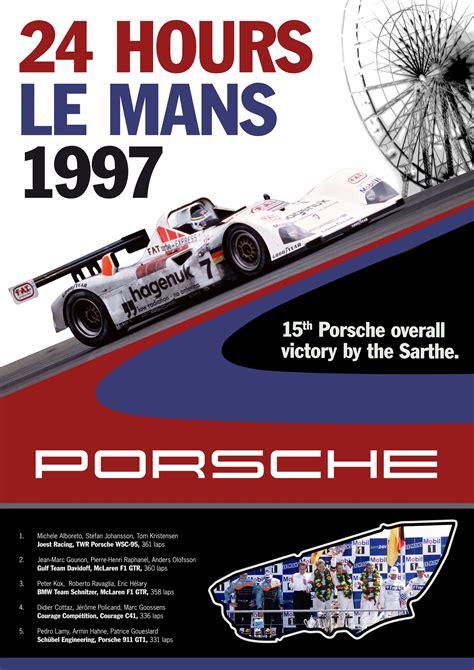 Porsche Le Mans 1997 Poster B | Le mans, Porsche, Deporte motor