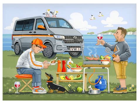 Buy VW Camper Van Art Print. A4, A3 Size. Van Life Picnic Scene of ...