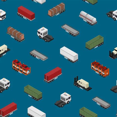 Different Types Trailers 3d Icons Set Isometric View Vector Stock