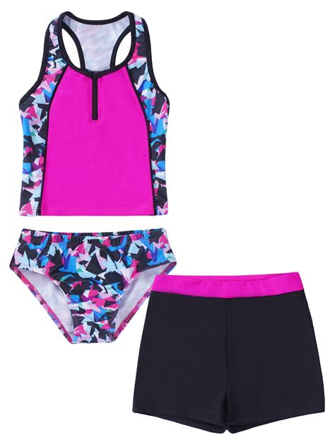 Iefiel Girls Stripped Bathing Suit Tankini Set Tweens Three Piece Swimsuit Swimwear Sizes 4 16