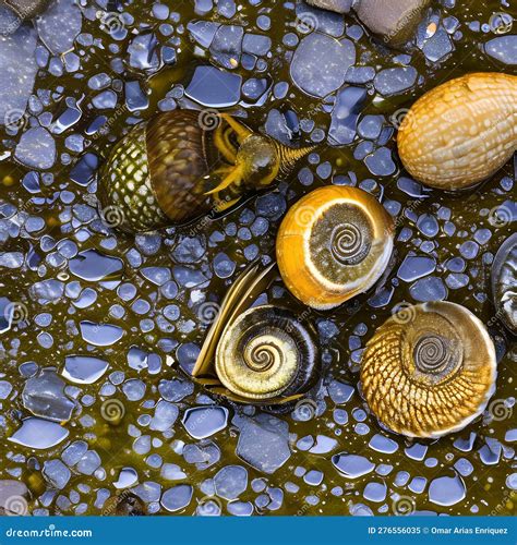 A Slimy And Wet Texture With Snails And Seaweed4 Generative Ai Stock Illustration