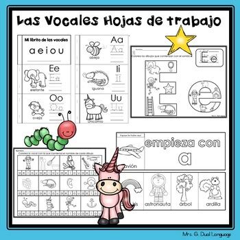 Las Vocales Hojas De Trabajo Spanish Vowels Practice Pages Tpt