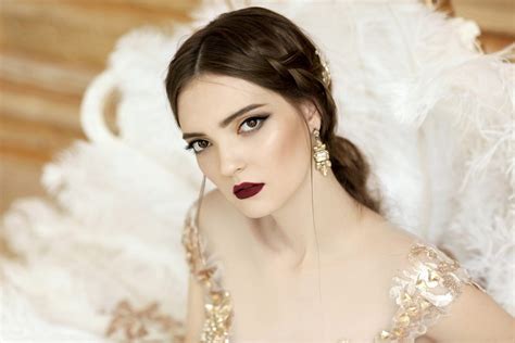 Model HD Portrait Face Makeup Lipstick Brunette HD Wallpaper