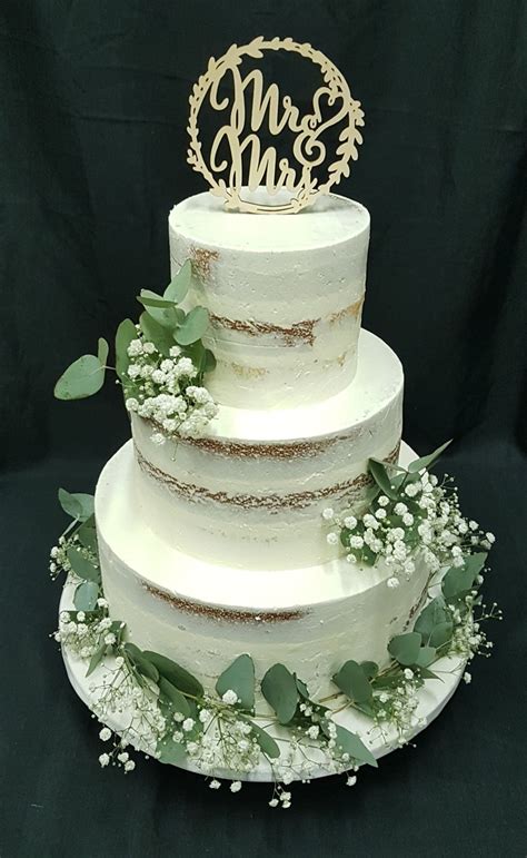 Bruidstaart Naked Cake Met Eucalyptus B100 Het Taartgeheim