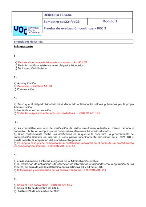 Pec Df Pec De Derecho Fiscal Con Una B A O Semestre