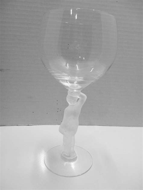 Vtg Bayel Crystal Bacchus Male Nude Frosted Figural Stem Wine Glass