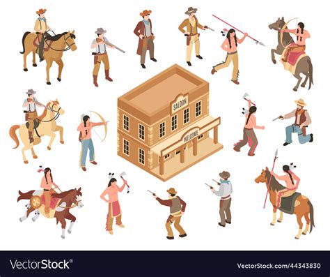 Isometric Wild West Set Royalty Free Vector Image