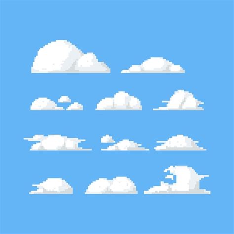 Premium Vector Pixel Cloud Set