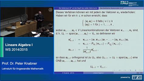 Lineare Algebra I Vorlesung Youtube