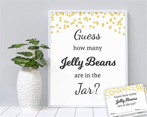 Jelly Beans Guessing Game Fun Baby Shower Games Gold Confetti Guess