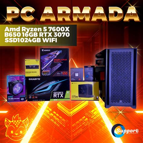 Pc Gamer Armada Amd Ryzen 5 7600X B650 16GB RTX 3070 SSD1024GB WiFi