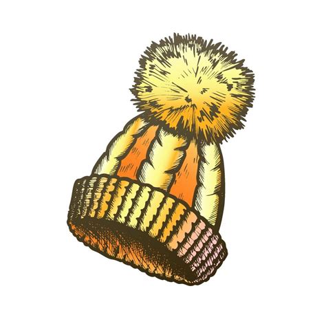 Winter Hat With Woolen Pompon Color Vector 17574269 Vector Art At Vecteezy