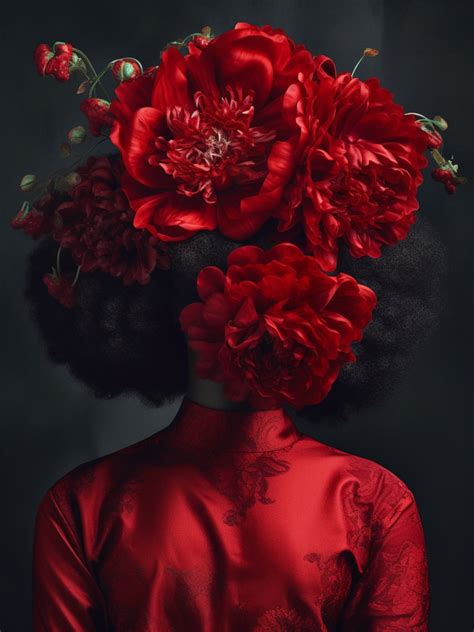 Floral Identity Red Digital Art Print Conceptual Art Modern Decor