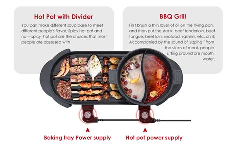 Amazon Electric Hot Pot Grill Removable Shabu Shabu Pot Korean BBQ Grill W Large Baking