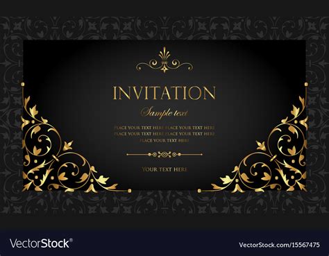Invitation Card Luxury Black And Gold Style Vector Image