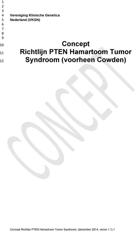 Vereniging Klinische Genetica Nederland VKGN Concept Richtlijn PTEN