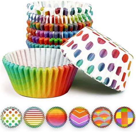 Amazon Qiqee Stripe Rainbow 300 Count Cupcake Liners Standard