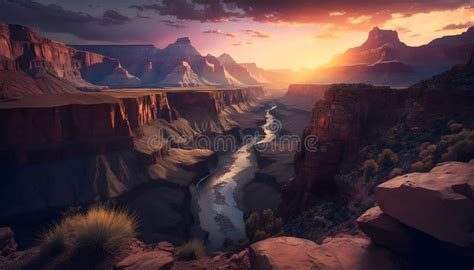 Grand Canyon at Sunrise Created with Generative AI Technology Stock Illustration - Illustration ...