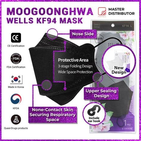 Moogoonghwa Wells Premium Kf Black Ply Face Mask Made In Korea