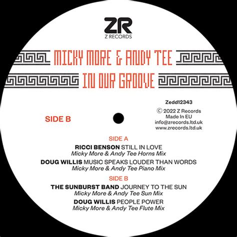 Mickey More Andy Tee In Our Groove Sampler Z Records