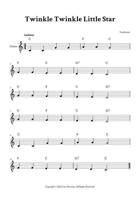 Twinkle Twinkle Little Star C Major With Chords By Traditional Acoustic Guitar Digital